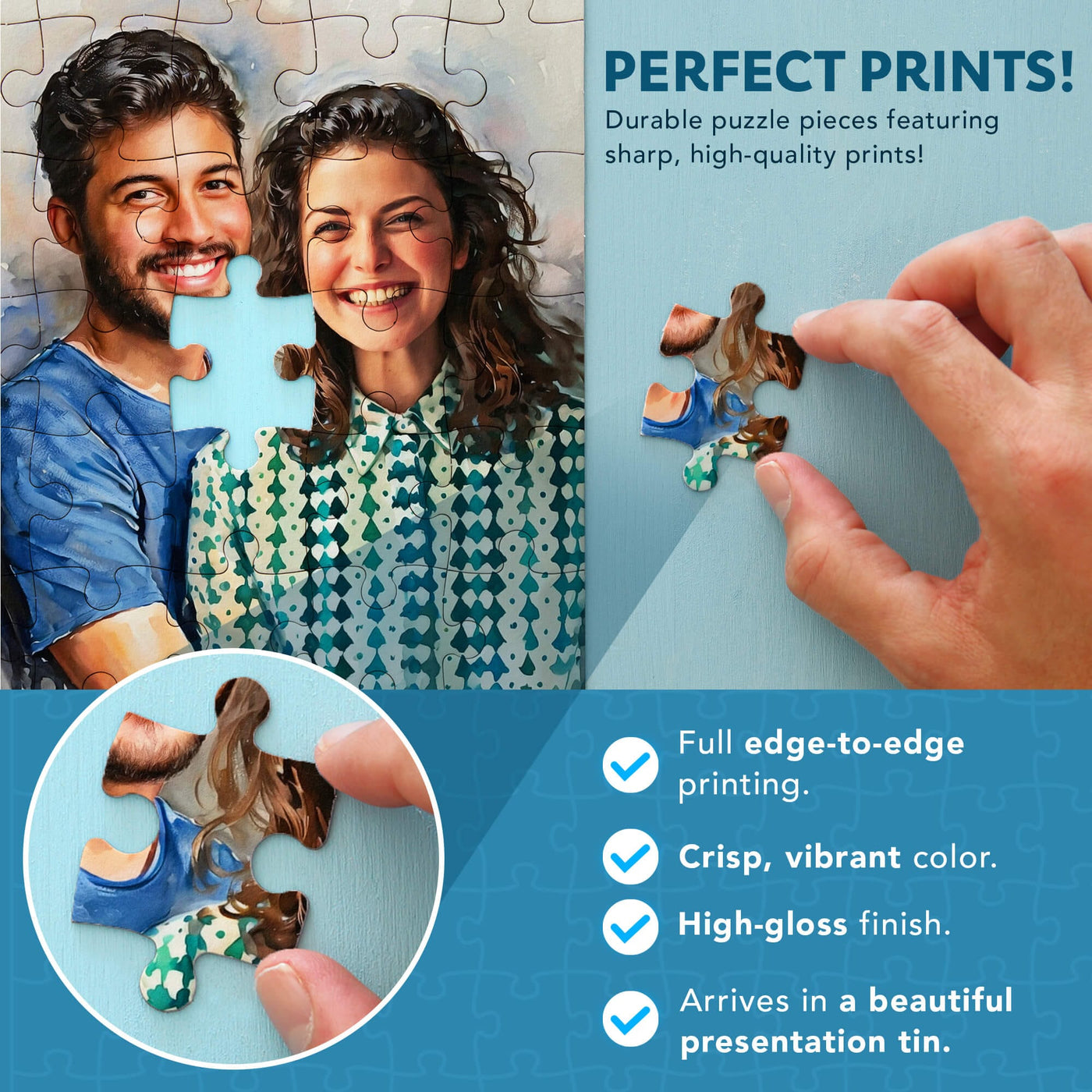 Couple Watercolor Portrait Puzzle