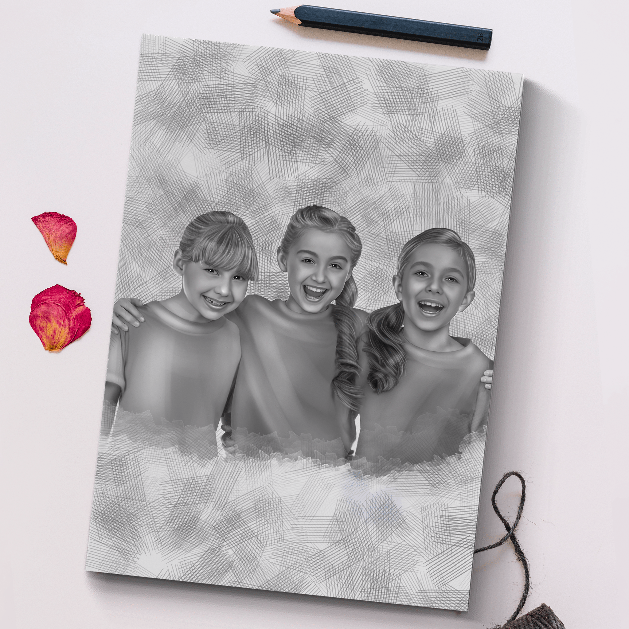 Custom Children Pencil Sketch