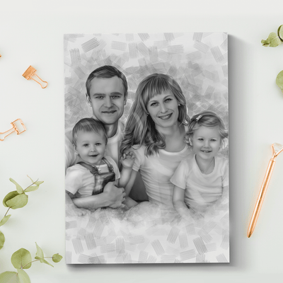 baby pencil sketch of a happy family