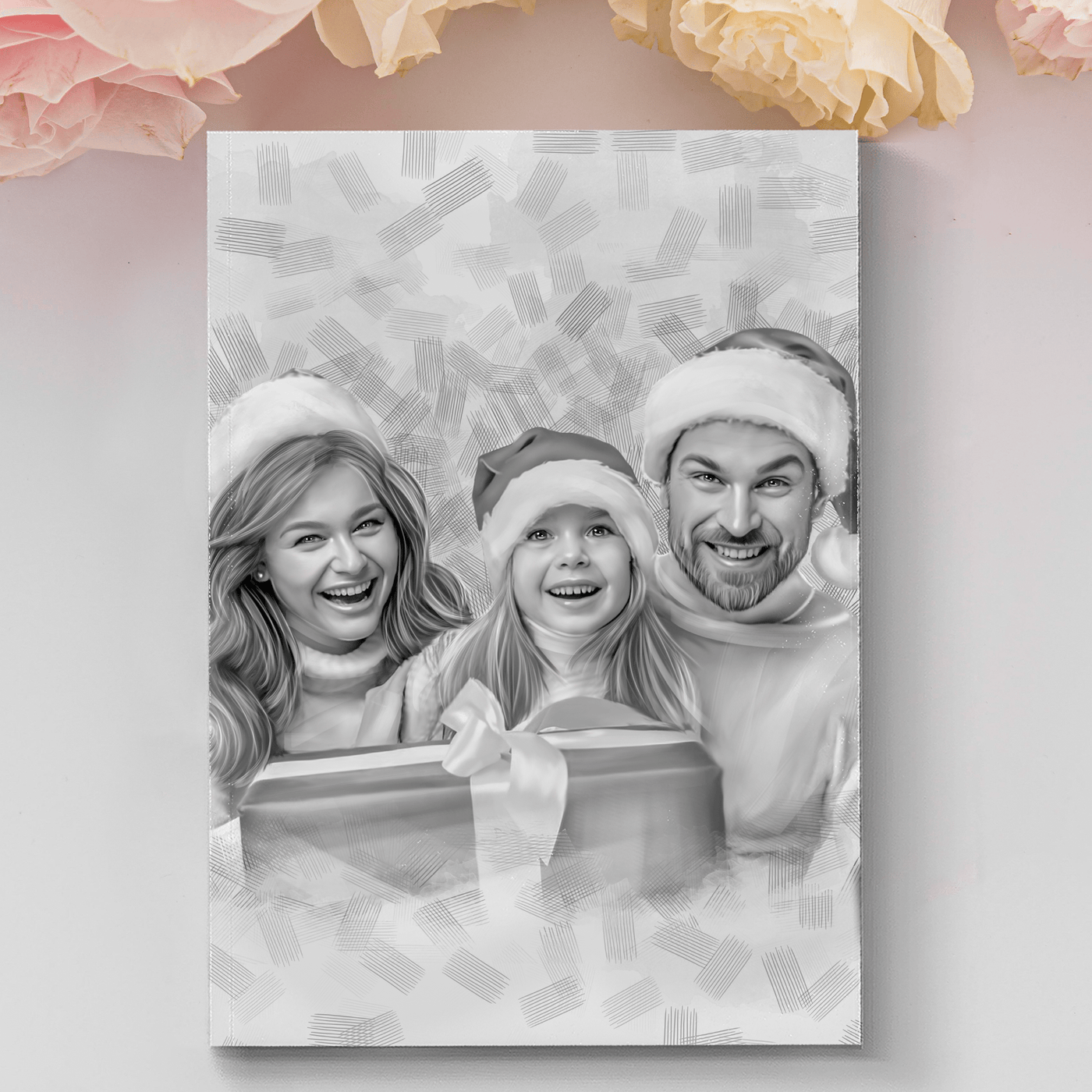 pencil sketches christmas drawing of a happy family