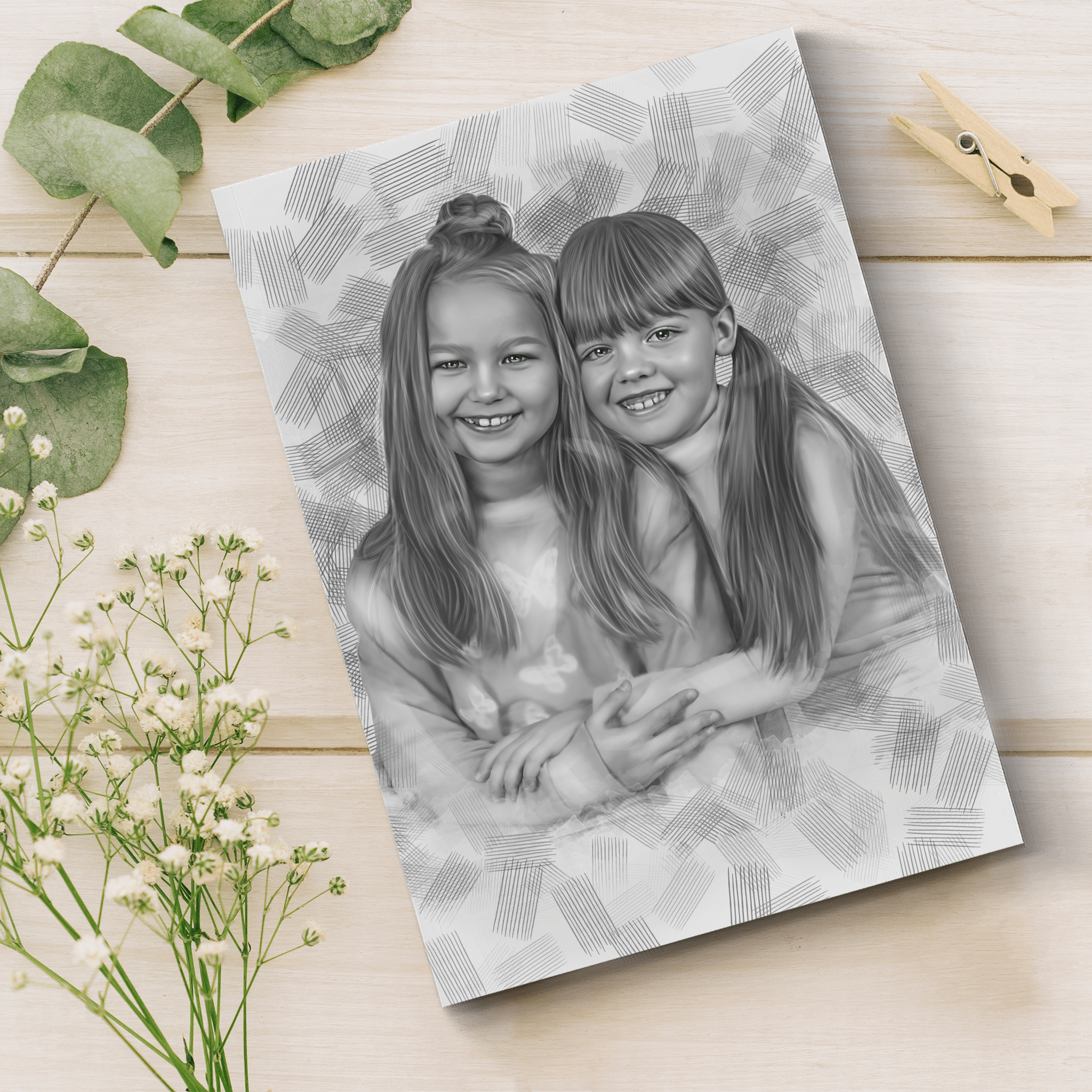 Custom Children Pencil Sketch
