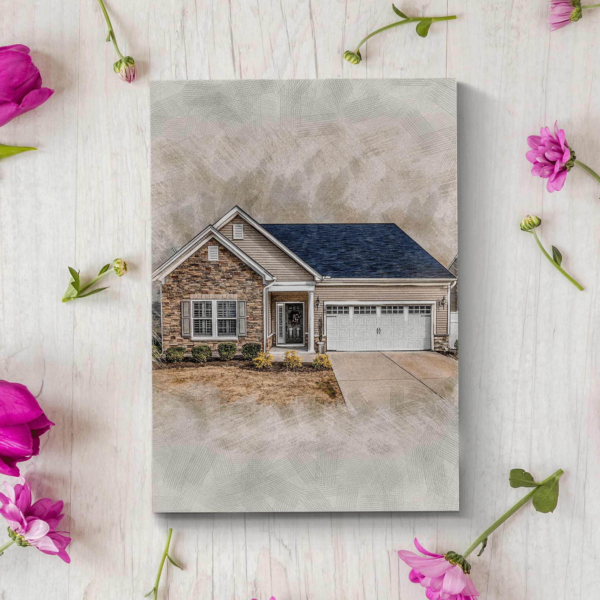 Custom Colored Pencil House Drawing