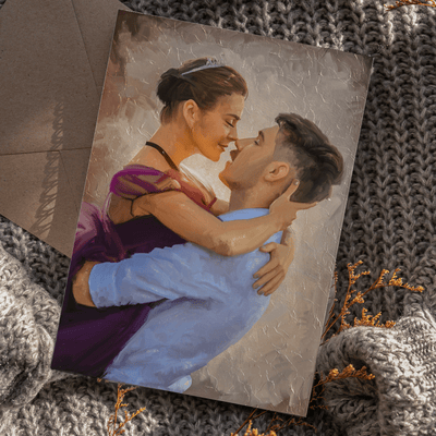 wedding oil painting of a lovely couple