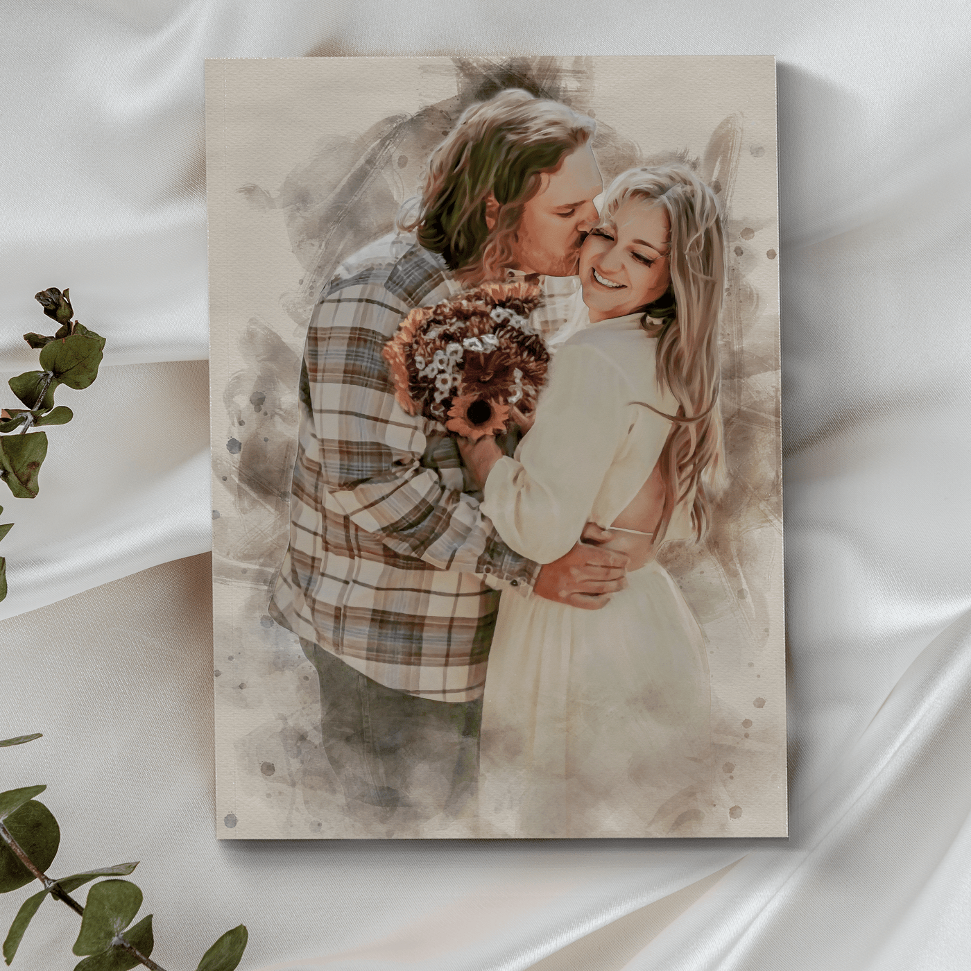 custom digital art of a lovely couple