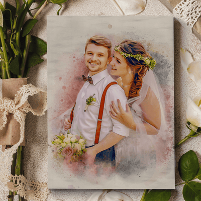 wedding canvas painting of a lovely couple