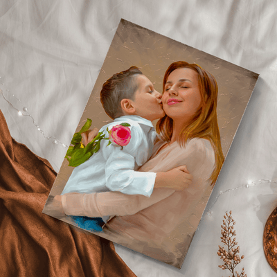 mother acrylic painting of a lovely mother with her son