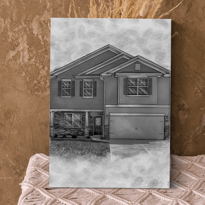 charcoal house drawing of an amazing house for a family