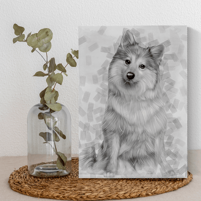 charcoal pet portraits of an adorable fur dog