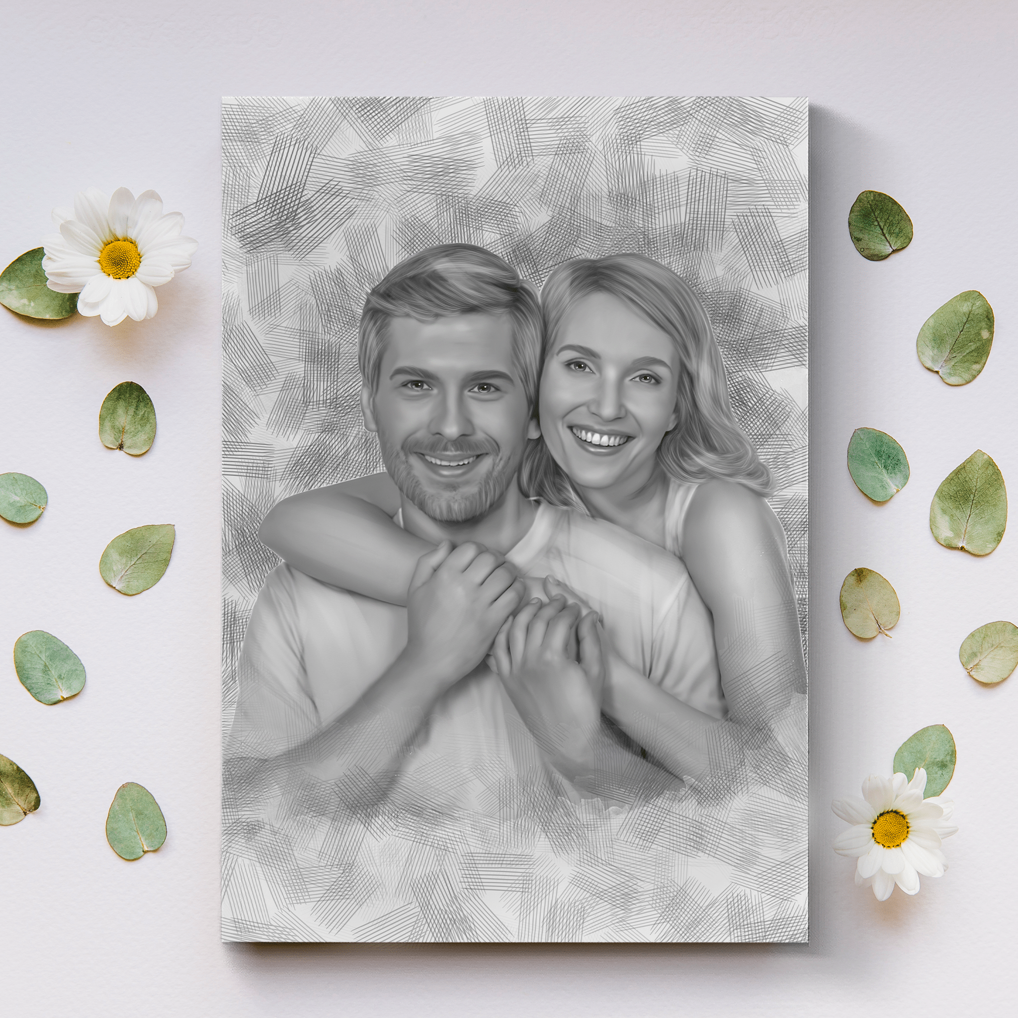 Custom Couple Drawing | Charcoal & Graphite Pencil Illustration
