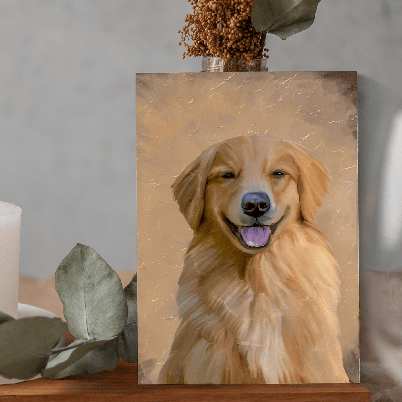 acrylic pet portraits of an adorable dog