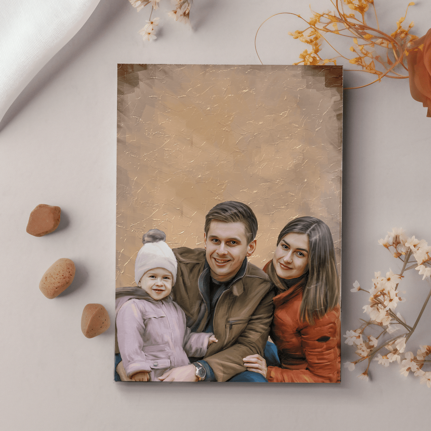 acrylic baby portrait of a happy family