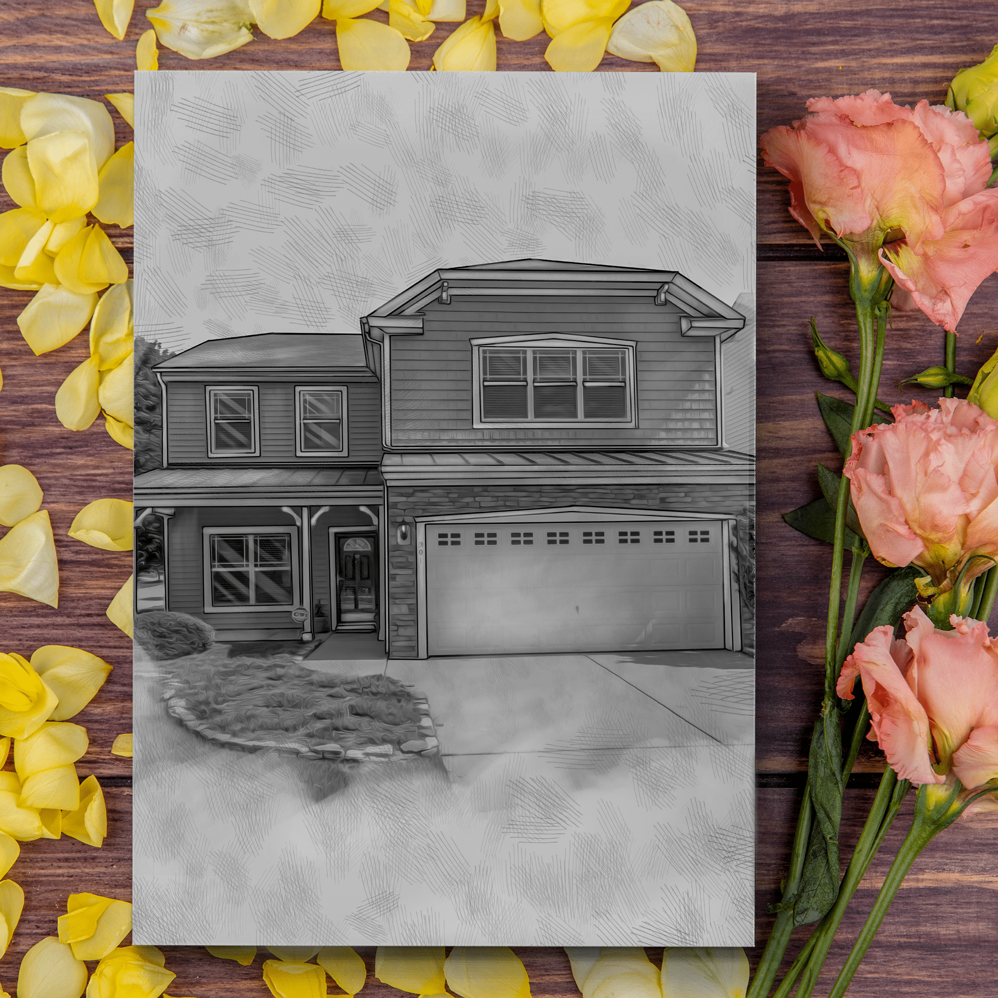 Custom Pencil Drawing of House