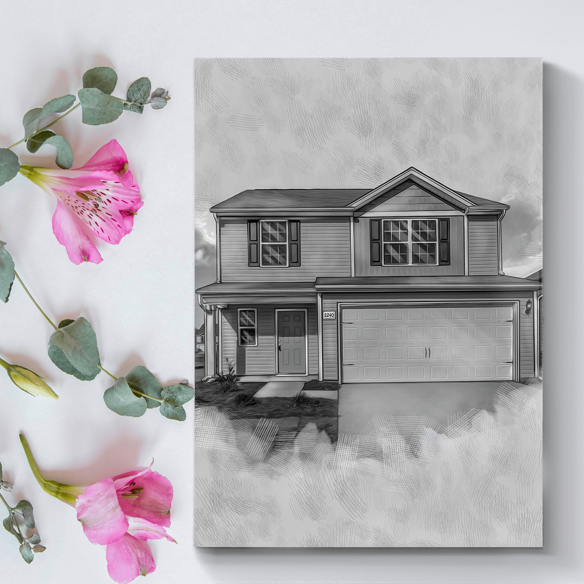 Custom House Charcoal Drawing