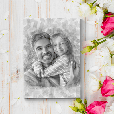 dad pencil drawing of an amazing father with his daughter