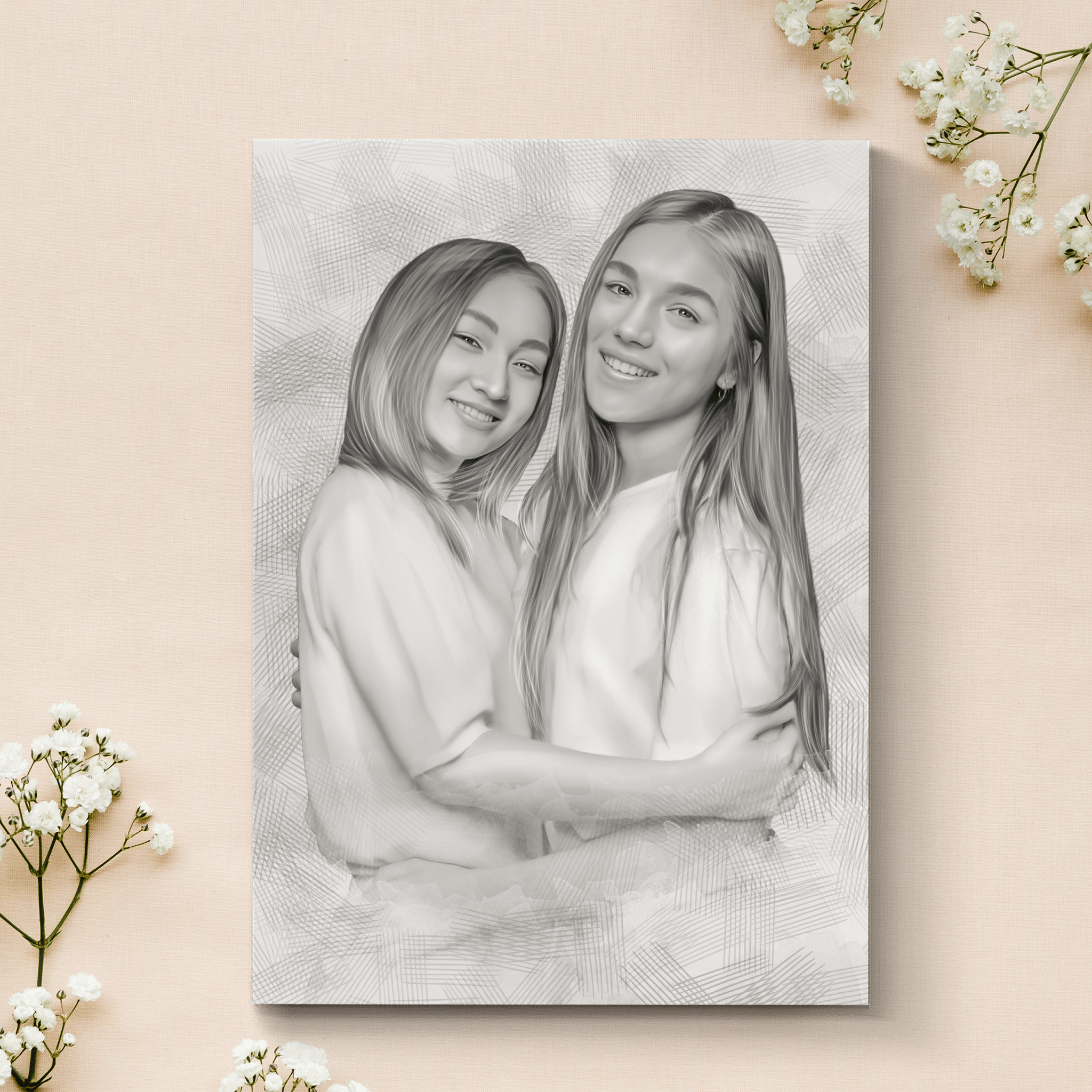 Custom Sister Pencil Drawing